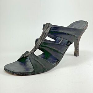 Donald J. Pliner Jass S4 Elastic Slip On 3.5" Heels Women’s 8M Brown Snakeskin